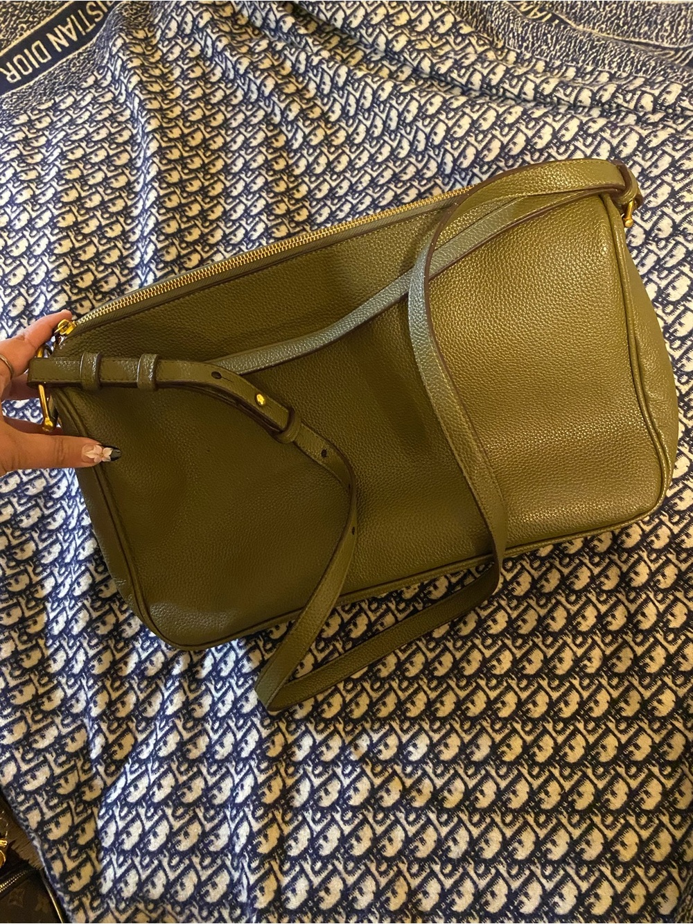 Olive Green Leather Crossbody Bag
